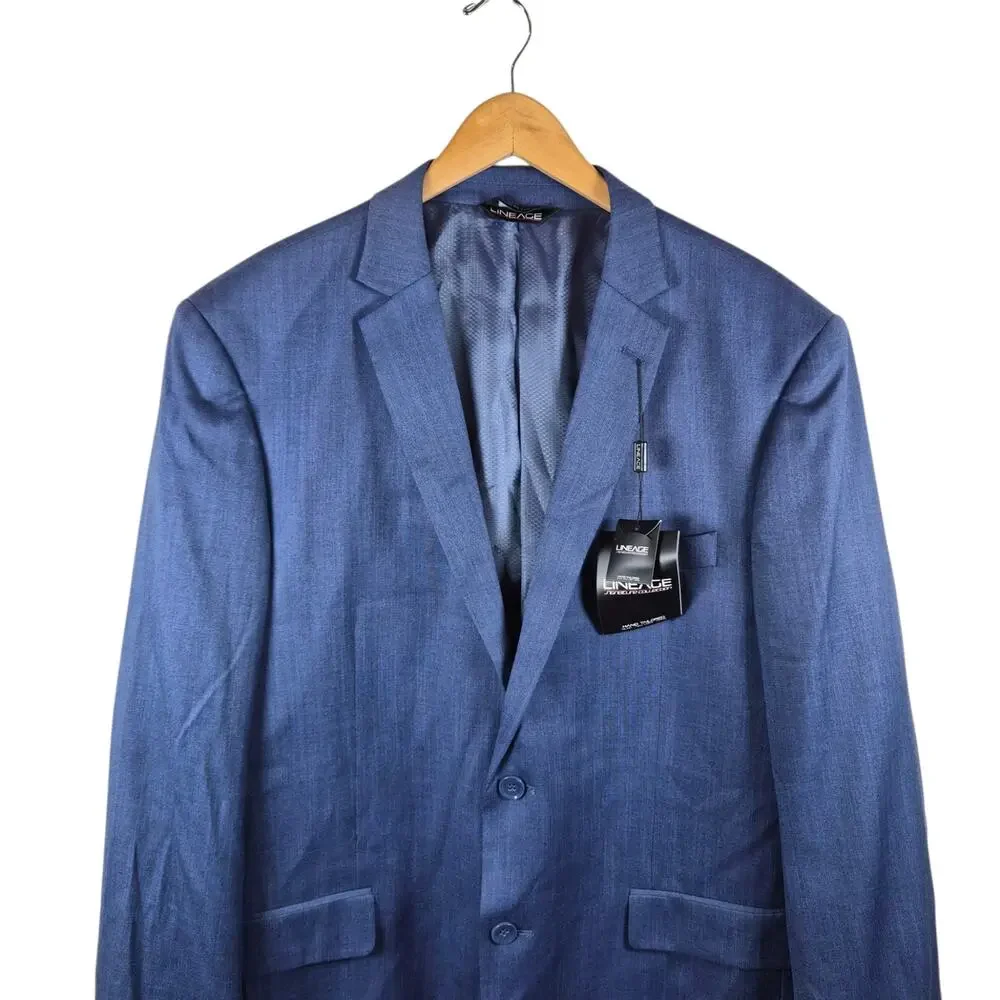 NWT Lineage Signature Collection Suit Jacket Blazer Mens 46R Blue Andrew Coat
